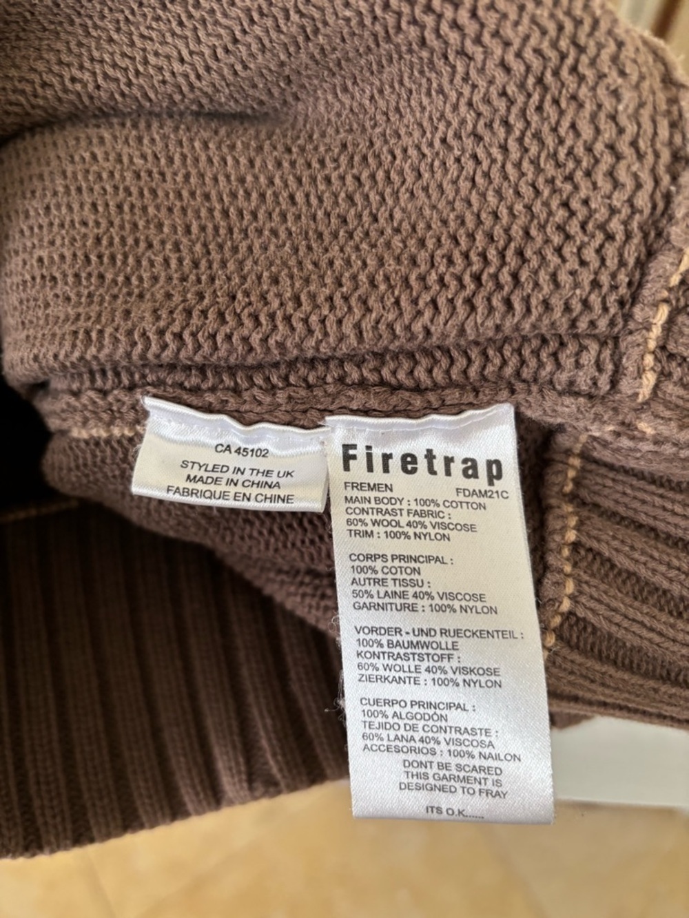 Men's Brown Zip-Up Sweater Jacket - Unbranded - Picture 9 of 13